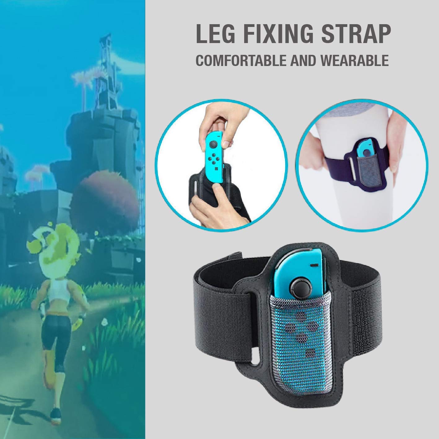 Leg Strap for Switch Sports, Accessories Kit for Switch Ring Fit Adventure, 1 Switch Leg Strap and 2 Ring-Con Grips (DOES NOT INCLUDE the RING) - Image 5