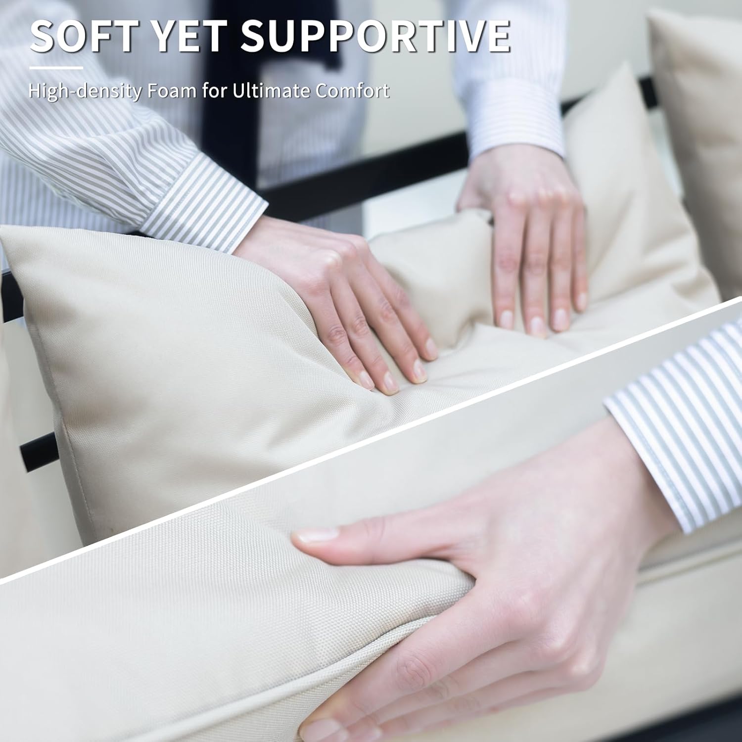 7 Piece Patio Furniture Set, Metal Patio Conversation Set with 1x3 Seater Sofa & 2xFixed Chairs & 2xSwivel Chairs & 2xOttomans, 5.75'' Extra Thick Cushion for Lawn Garden Backyard, Beige