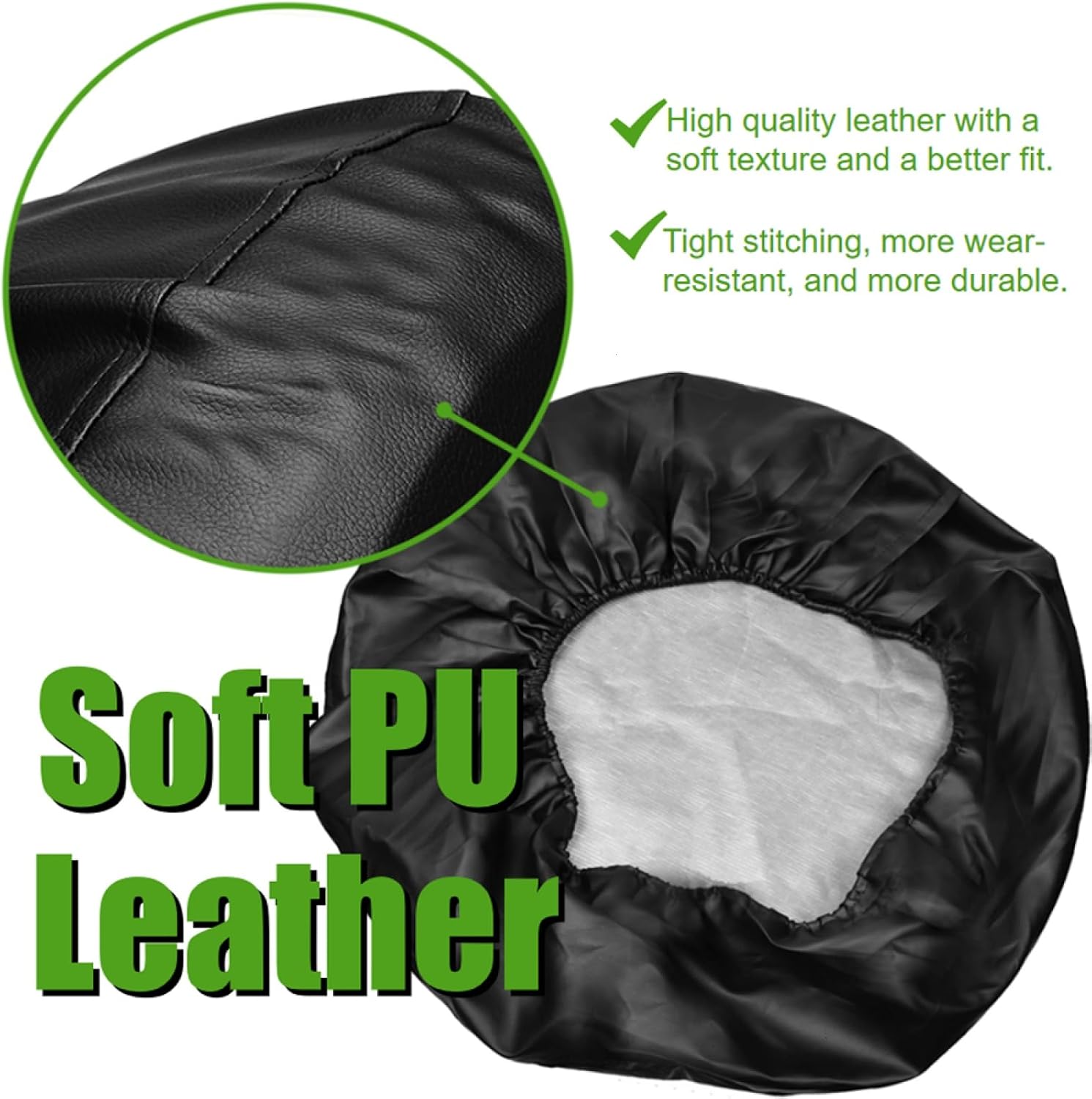 14 Inch Spare Tire Cover Waterproof Dustproof PU Leather Tough Tire Wheel Cover Fit for Jeep Wrangler Trailer RV SUV Truck Travel (Black, for Diameter 23" - 27")