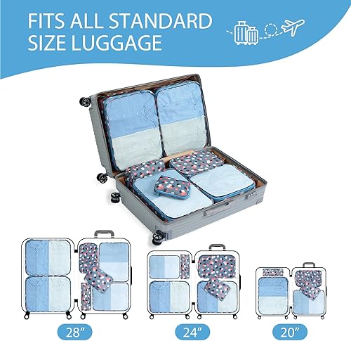 Miniatura 4 de DIMJ - Cubos de equipaje para maleta, bolsas ligeras de viaje para artículos imprescindibles, con bolsa grande para artículos de aseo personal,