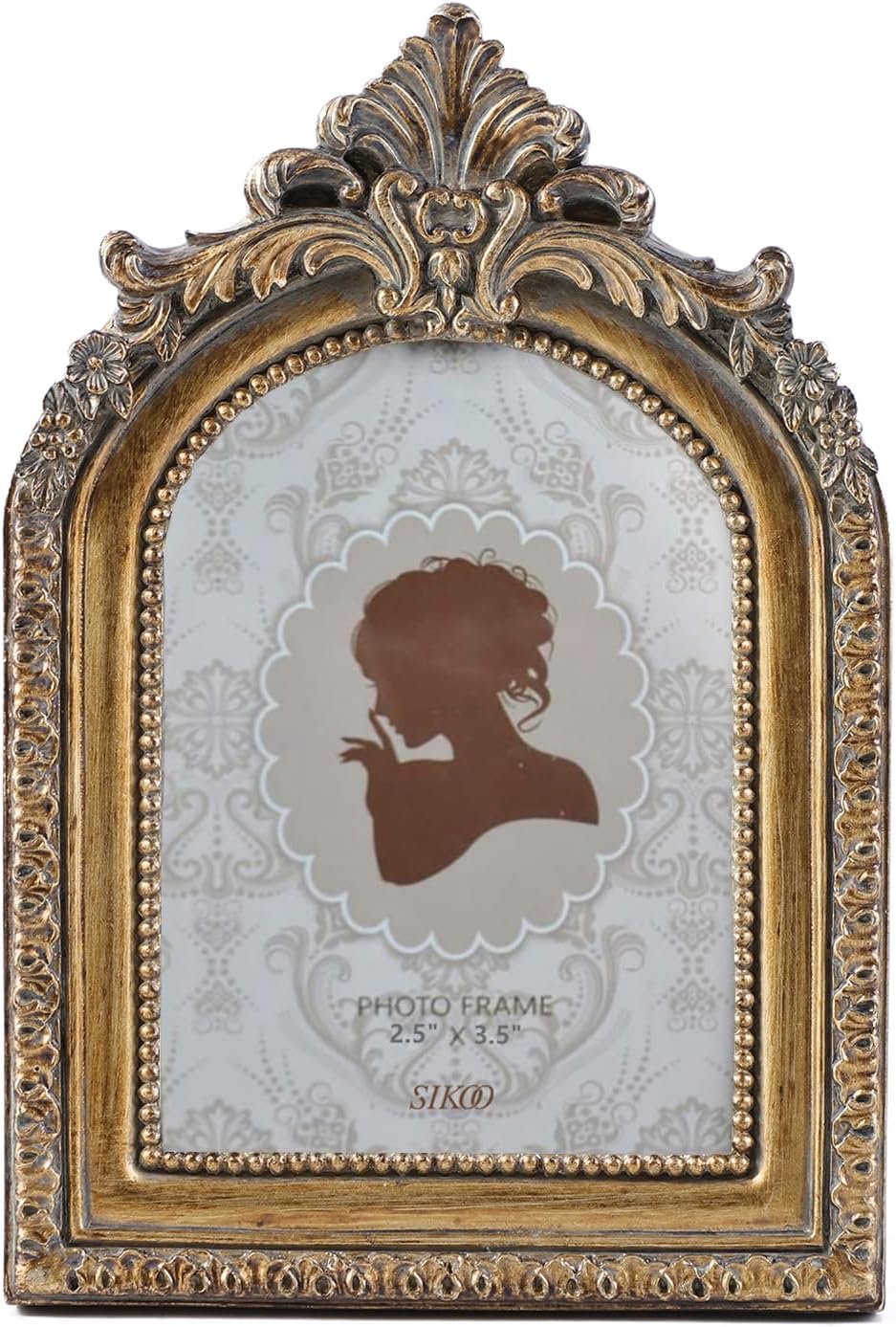SIKOO Vintage Picture Frame Antique Table Top Wall Mounting Photo Frame for Home Decor, Bronze Gold (2.5×3.5)