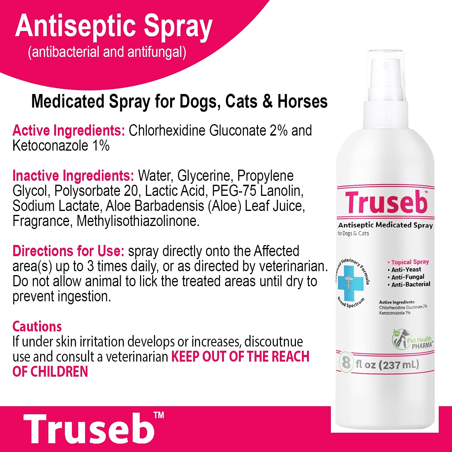 Pet Health Pharma Truseb Chlorhexidine Spray for Dogs & Cats