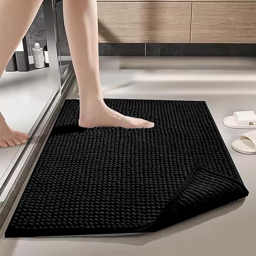 2 Tapetes Banheiro Bolinha Antiderrapante Minicasa Preto