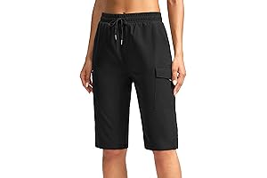 SANTINY Women's 13 Inch Long Hiking Bermuda Shorts