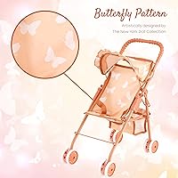 Vista 4 de My First Baby - Cochecito de muñeca para niñas de 3 años, niños pequeños Cochecito de bebé plegable para muñecas, cochecito de juguete