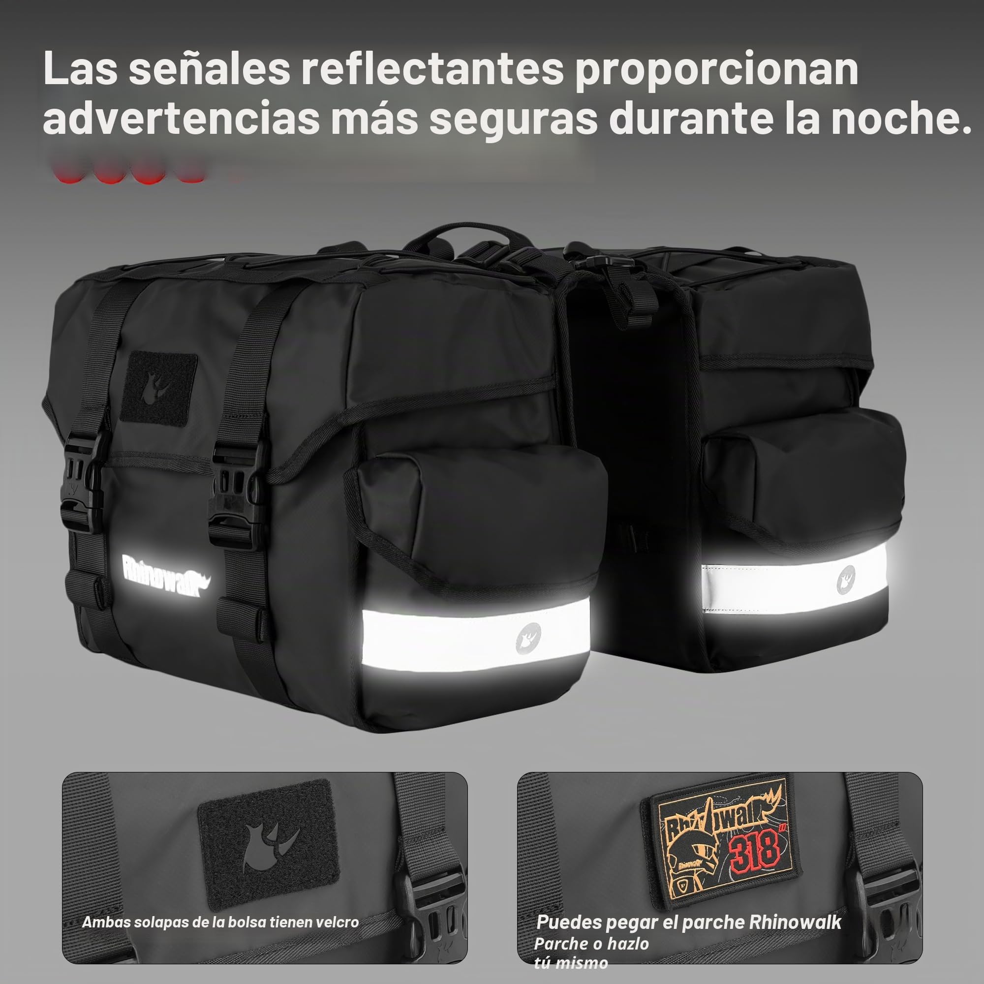 Rhinowalk Bolsa para bicicleta con doble panel para portaequipajes, bolsa para sillín para bicicletas con portaequipajes traseros con asa profesional, accesorio profesional para ciclismo - 40L Negro