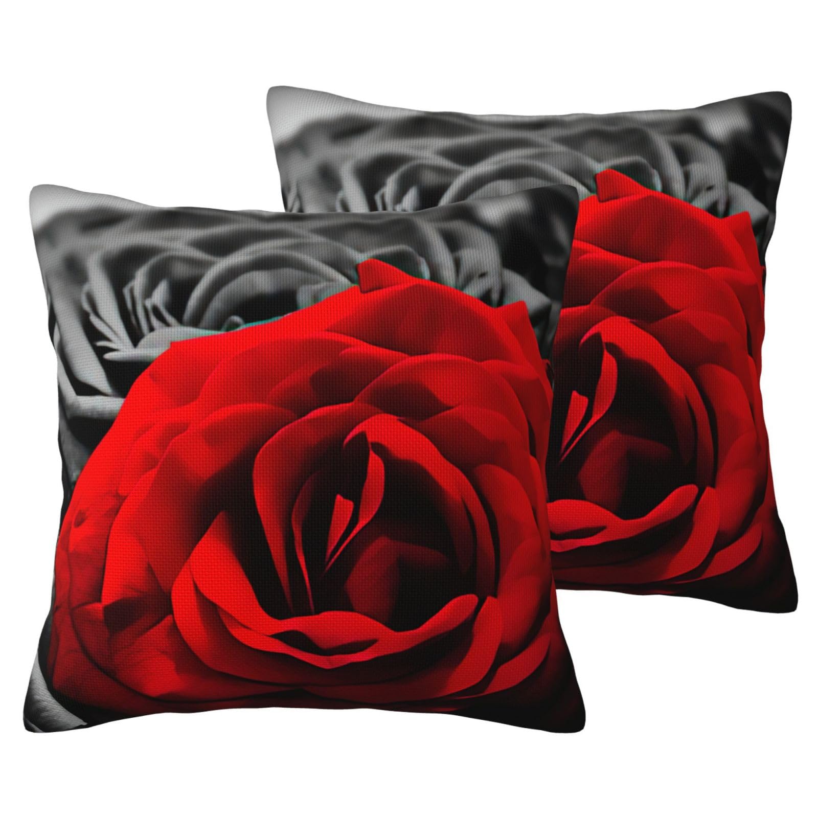 Taies d'oreiller en imitation lin roses imprimées pour coussin de canapé salon et lit