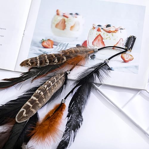 Miniatura 4 de lureme Diadema de plumas indias accesorios-hecho a mano plumas lazos para el pelo vestido de cabeza vestido tribal pluma tocado (hb000012-7)