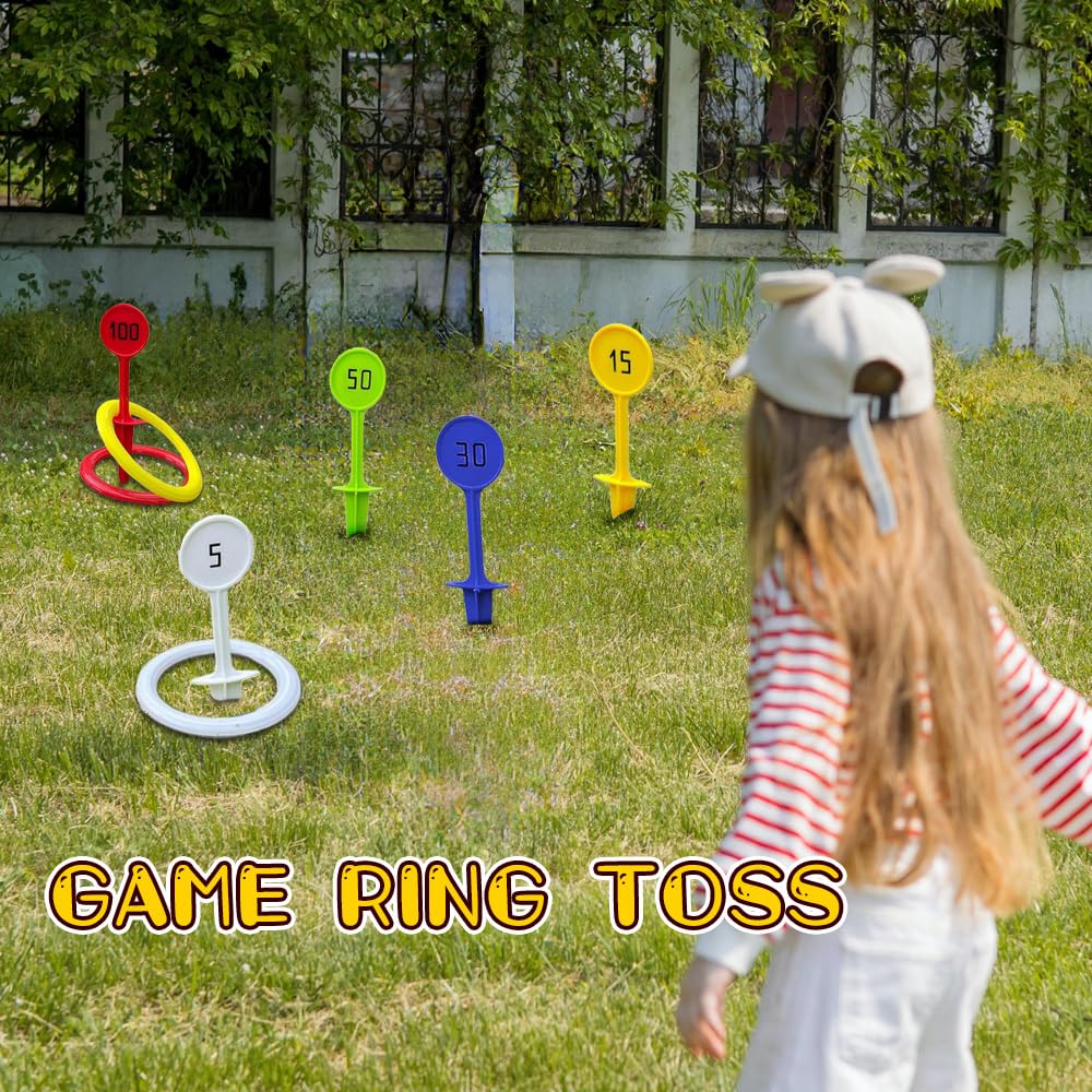 Jeux Exterieur Enfant, 4-in-1 Ensemble de Sports Day Jeux avec Médailles, Course À 3 Pattes, Course en Sac, Course Aux Oeufs, Jeux de Plein Air, pour Anniversaires, Journée Sportive, Kermesse