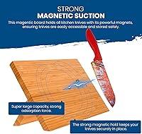 Vista 4 de Chef's Vision Bloque magnético para cuchillos, bambú, elegante soporte magnético para cuchillos de cocina, elegante exhibición de cuchillos de pie