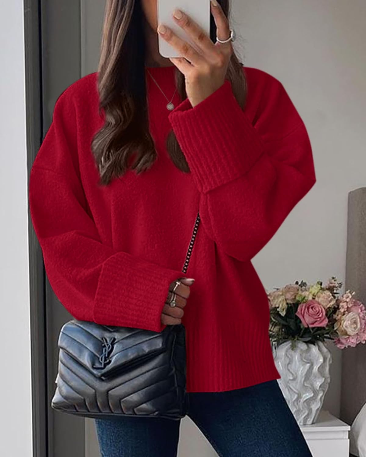PRETTYGARDEN Women's Fall Oversized Sweaters Casual Crewneck Pullover Long Sleeve Fuzzy Chunky Knit Tops Blouse - Image 8