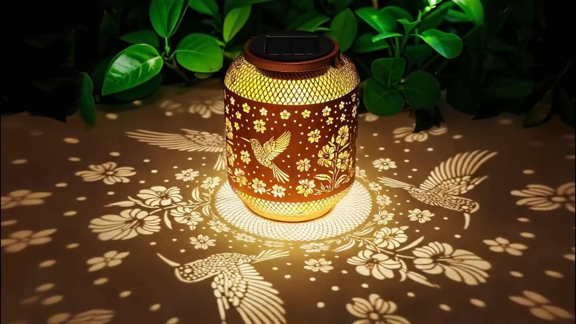 Image of 2 Pack Solar Lanterns Outdoor Waterproof Hummingbird Garden Decor Birthday Gifts for Women Mom Grandma Hanging Solar Lights Metal Decoration Outside for Yard, Patio, Backyard, Porch, Pathway