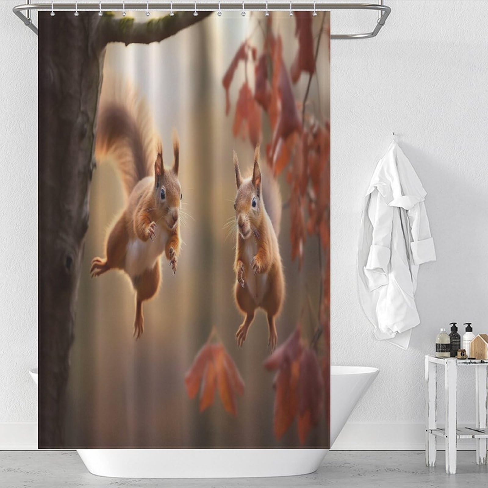 Rideau de douche écureuil étanche pour salle de bain propre 122x183