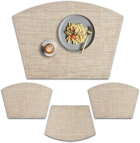 Miniatura 2 de homEdge Mantel individual de PVC, manteles individuales de cuña, manteles individuales de vinilo lavables, para mesa redonda, juego de 4 unidades,