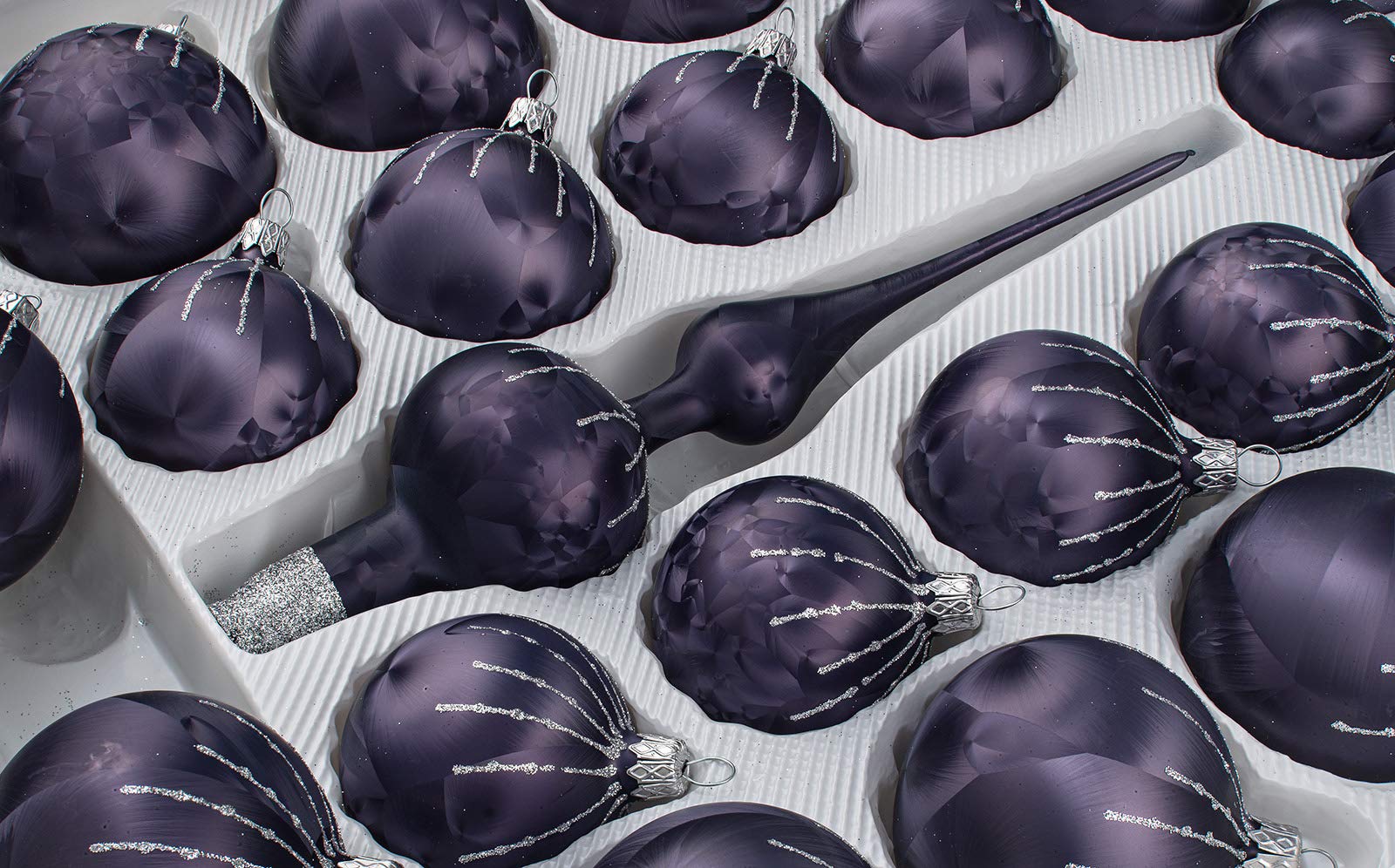 Lot de 39 boules de Noël en verre avec motif pluie de glace Argenté