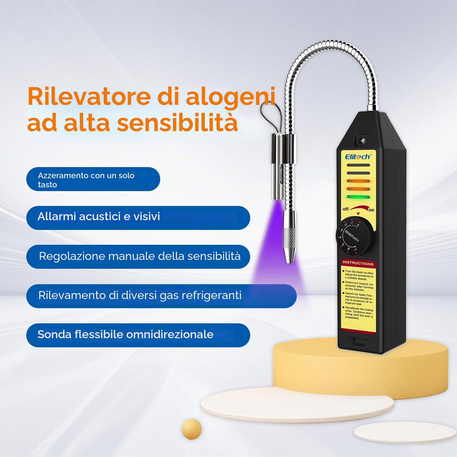 Elitech Rilevatore di Perdite Refrigerante WJL-6000S UV Cercafughe di Gas Halogeno Tester di Freon Strumenti HVAC per Aria Condizionata R22 R34 R410A R134A
