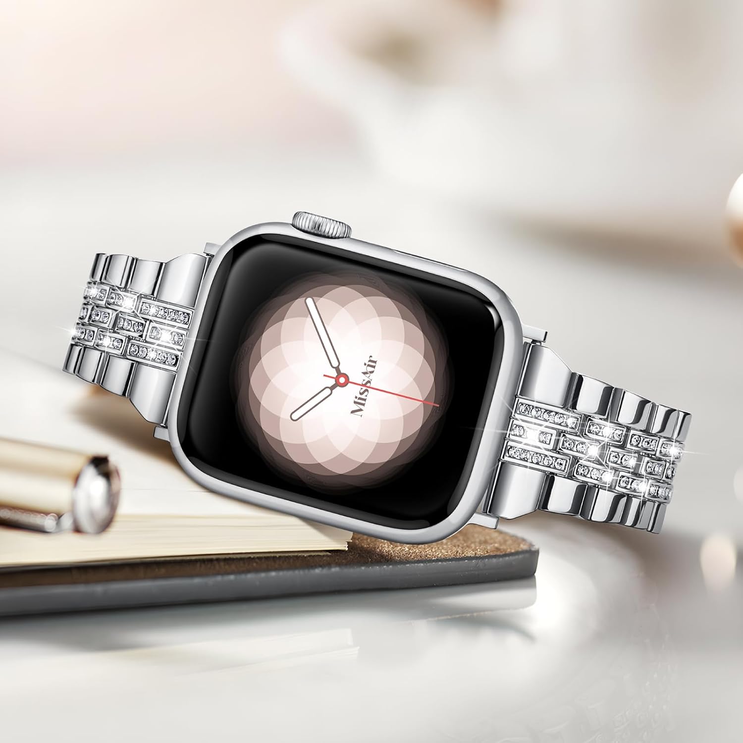 Missair Bling Bands Compatible With Apple Watch Band 38mm 40mm 41mm 42mm 44mm 45mm 46mm 49mm Women, Upgraded Buckle Replacement Bracelet Metal Strap for iWatch Series 11 10 9 8 7 6 5 4 3 SE Ultra - Image 4