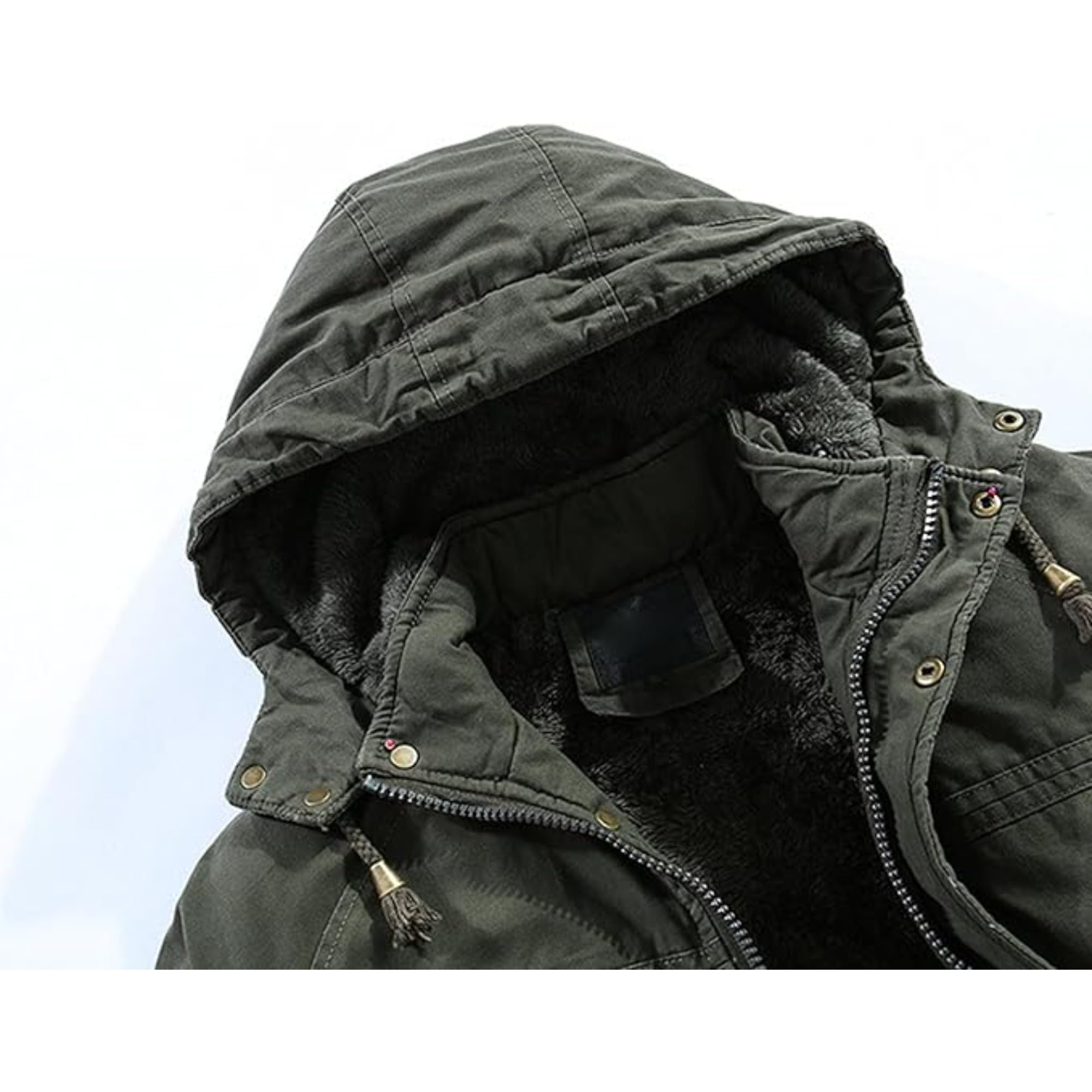 ZDJSWJ Parker épaissi à capuche pour homme Casual militaire chaud manteau à capuche Manteau de travail d'hiver sur grand