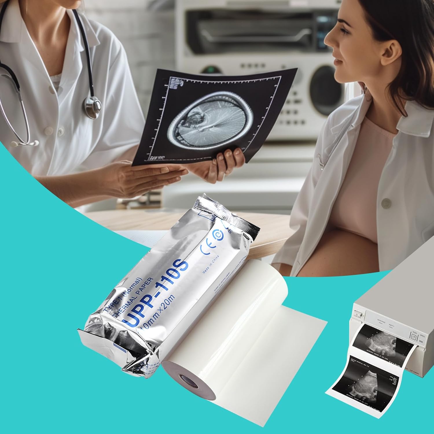 UPP-110S Ultrasound Thermal Paper - 10 Rolls, Type I Standard-Density Video Print Film (110mm x 20m) | Compatible with Sony UP-895MD UP-897MD UP-X898MD UP-D898MD UP-D895 UP-D897, Mitsubishi KP61S-CE