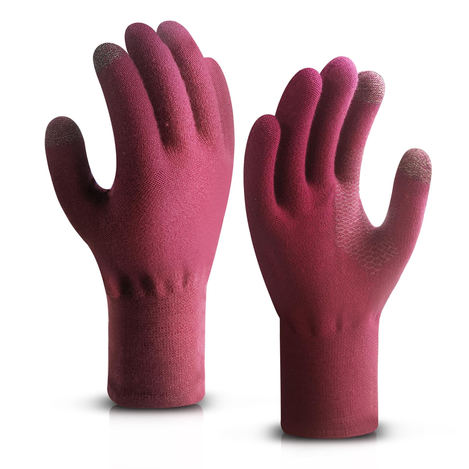 HandLove1Pair Ultra-Thin Winter Gloves for Men Women Upgraded Touch  Screen Cold Weather Thermal Warm Knit Glove for Running Driving Hiking,  Red, M - Main Image