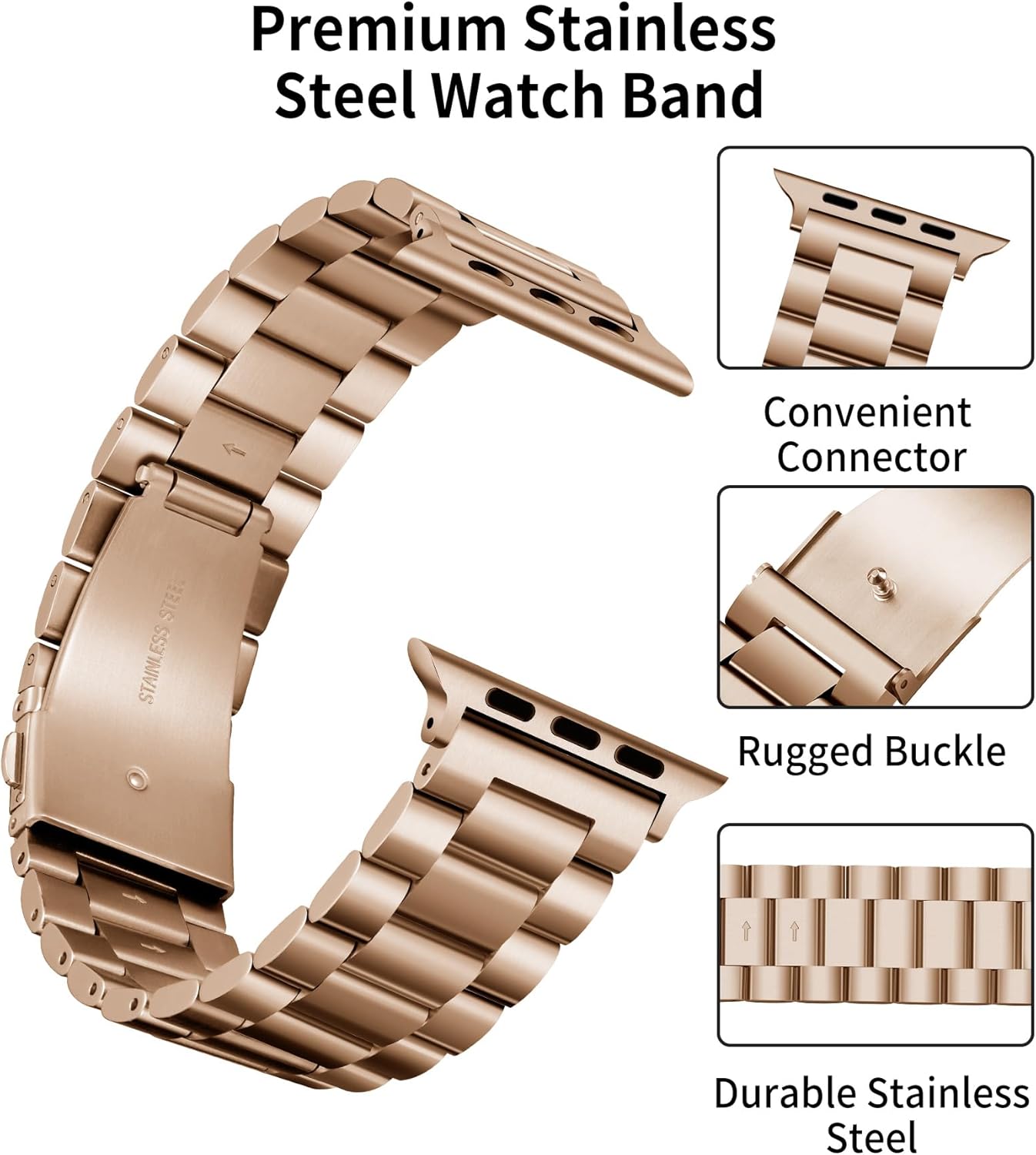 BINLUN Compatible with Apple Watch Band 49mm 46mm 45mm 44mm 42mm 41mm 40mm 38mm Stainless Steel Metal Watch Strap with TPU Watch Case Compatible with iWatch Series Ultra/11/10/9/8/7/SE2/SE/6/5/4/3/2/1 - Image 2