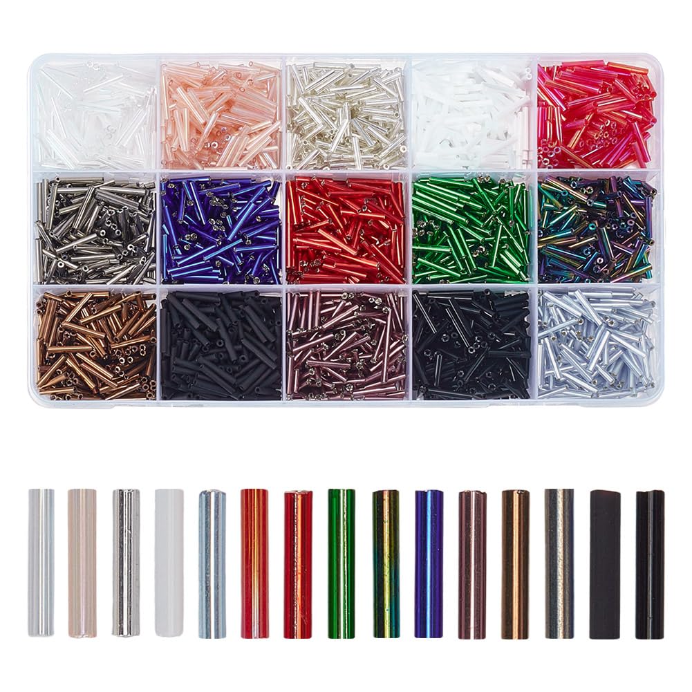 Perles tubulaires en verre avec trou de 0,5mm pour broderie fine de perles longues