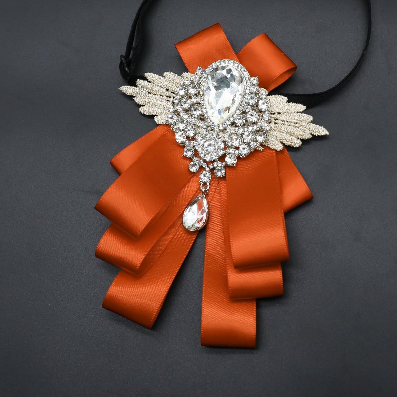 Sparkle Bow Ties for Men and Women Big Rhinestone Bow Tie Satin Ribbon Bowtie for Suit Tuxedo Evening Party - Image 2