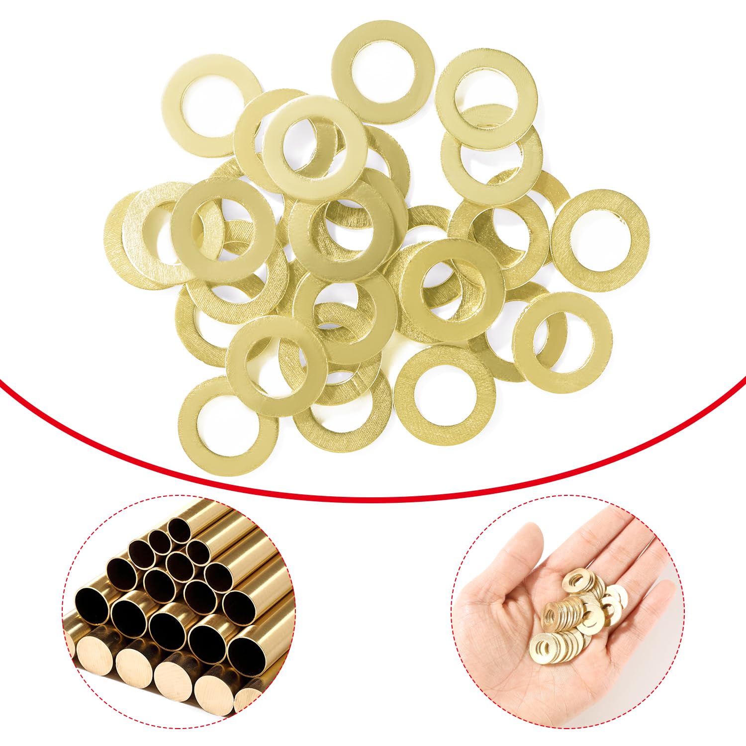 YIXISI 30 Pezzi M8x14x1 mm Rondella Piana, Rondelle Piatte in Ottone, Rondella di Metallo, per Viti e Bulloni