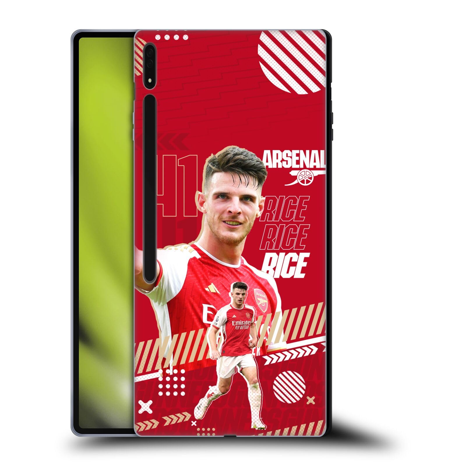 Head Case Designs Officially Licensed Arsenal FC Declan Rice 2023/24 First Team Soft Gel Case Compatible with Samsung Galaxy Tab S8 Ultra