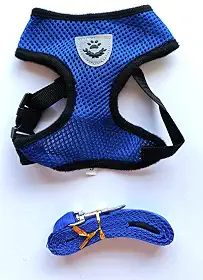 Coleira Peitoral para Cães e Gatos Ajustável Anti-Puxão com Tiras Reflexivas, Material Respirável e Confortável para Passeios Seguros - H2F STORE (Azul, P)