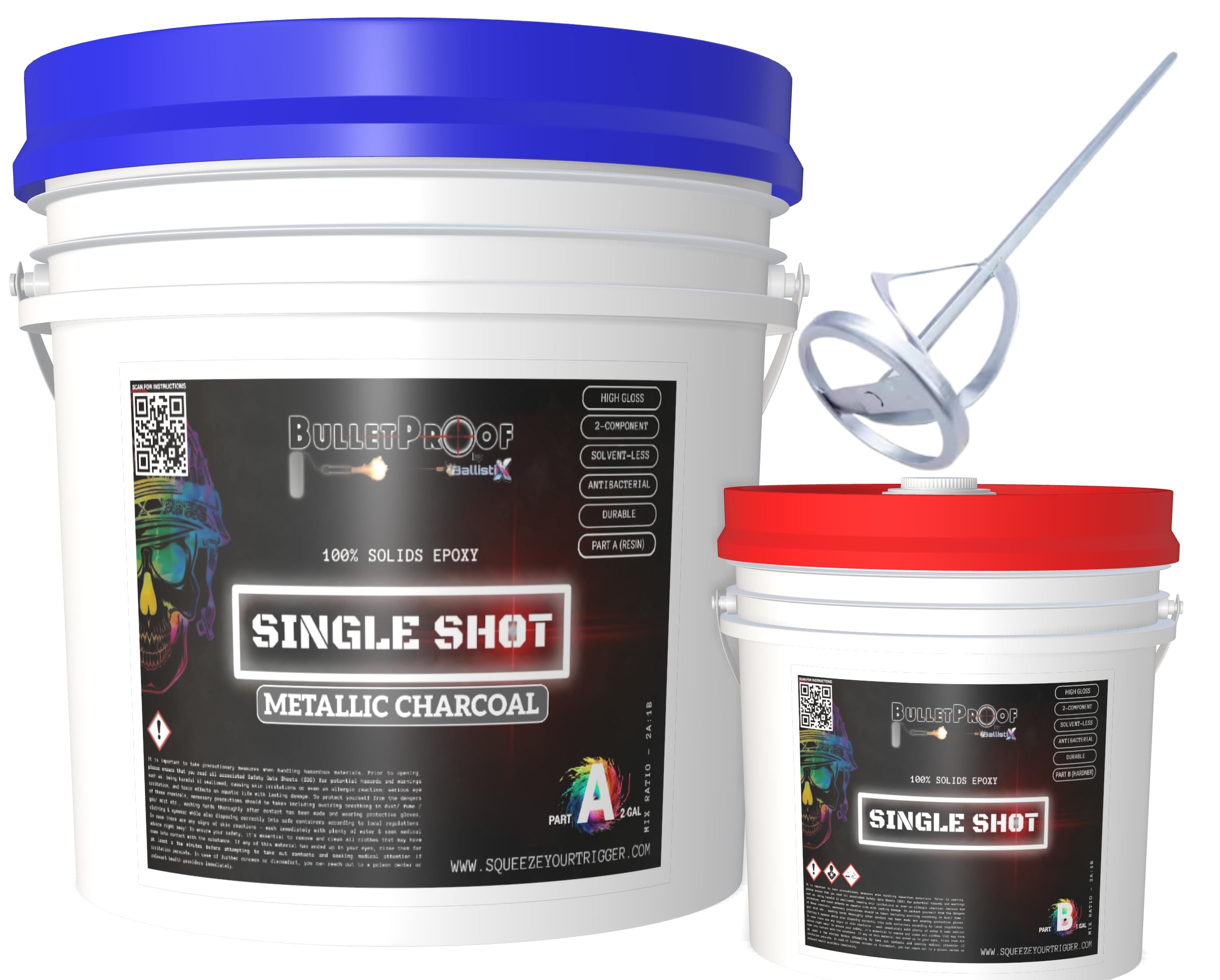 BP Resins: Single Shot |100% Solids Epoxy Resin Kit (3 Gallons) Solvent-Less, Two Component Gloss Coat Finish- Low VOC! Industrial Use, Garages,