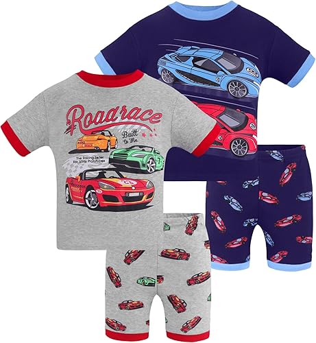 DAUGHTER QUEEN - Pijama para niños de 4 piezas, conjunto corto 100 % algodón, talla 18 meses-12 años