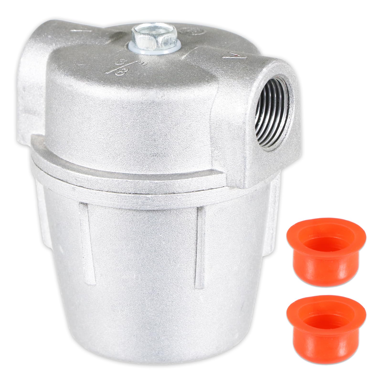 SPARES2GO Boiler Filter 3/8" Aluminium Inline Central Heating Oil Fired Fuel Strainer Bowl