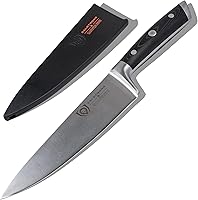 Dalstrong Gladiator Series Elite 8-Inch Chef Knife - Forged High-Carbon German Steel, Full Tang, Black G10 Handle, Razor Sharp, NSF Certified