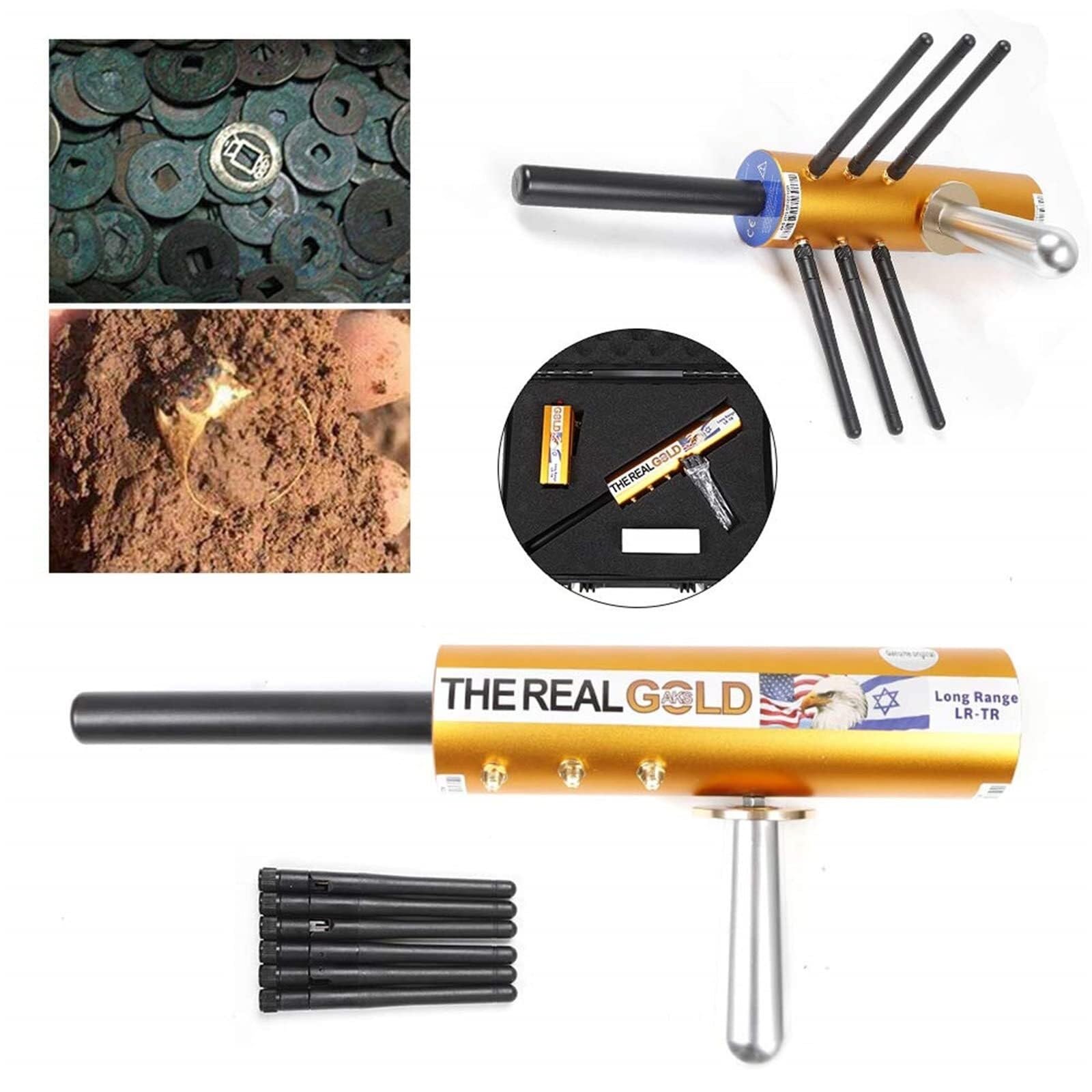 Detector de Diamantes y Gemas, Detector de Metales portátil con 6 Antenas, Sistema de detección de Oro subterráneo, posicionamiento preciso, for Oro, Plata, Cobre y Piedras Preciosas.