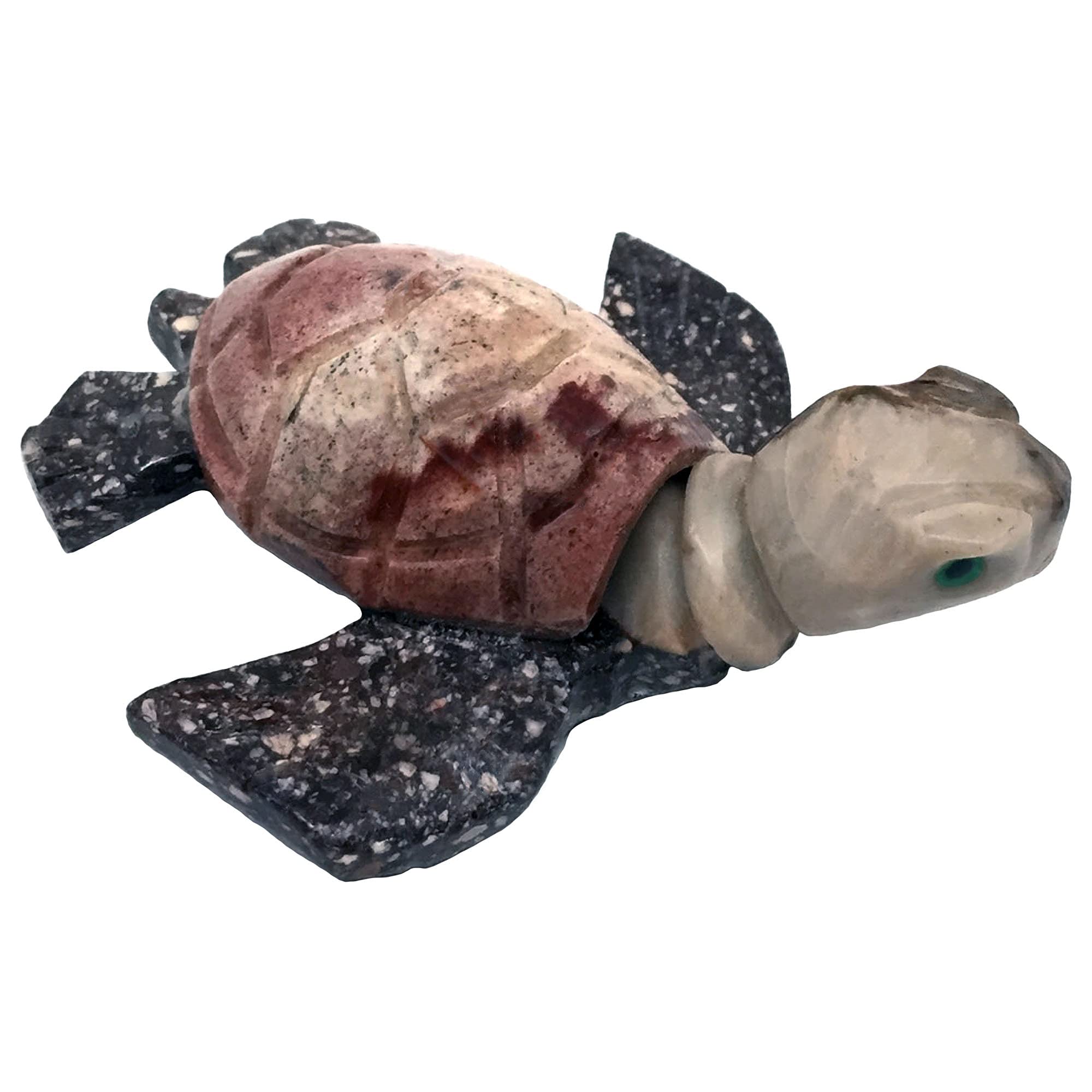 Nelson Creations, LLC Sea Turtle Natural Soapstone Hand-Carved Animal Charm Totem Stone Carving Figurine, 2.5 Inch