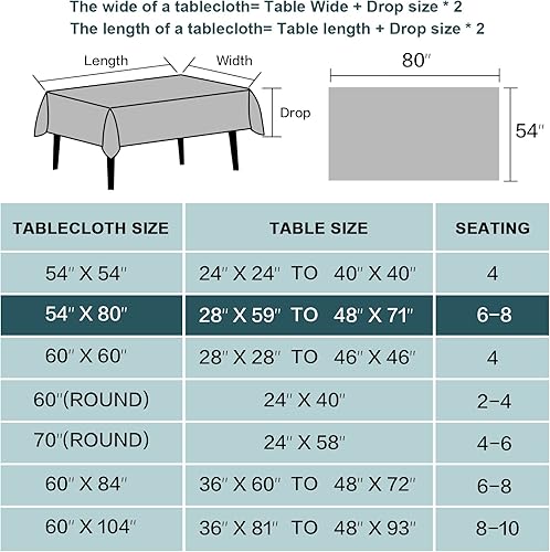 Miniatura 6 de FantasDecor Mantel rectangular para mesas rectangulares, resistente a las arrugas e impermeable, cubierta de tela de lino para comedor y uso al aire