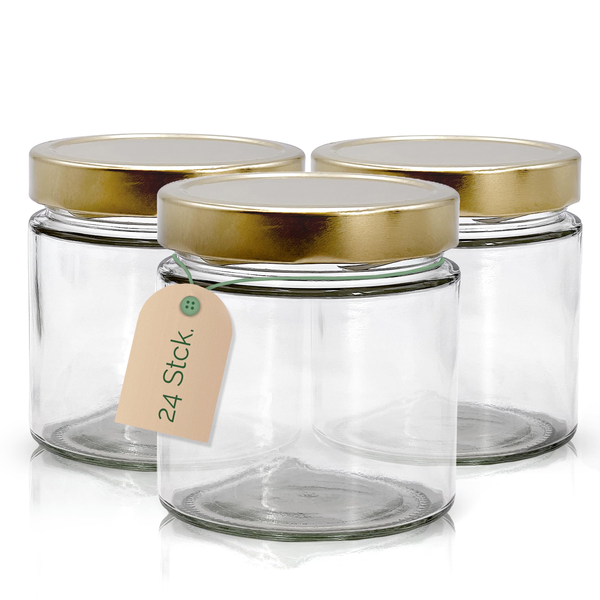 Apoidea – Honiggläser 500g mit DEEP Twistoff Deckel in Gold 26 Stück/Honiggläser 500g mit Deckel/Honigglas und Einweckglas Deepglas/Hochwertige Honig Gläser für Ihren eigenen Honig