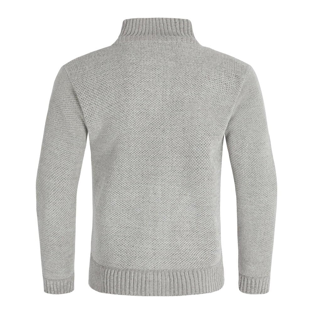 Allthemen Cardigan da Uomo Spesso con Collo Alto e Cerniera Lavorato a Maglia Sweater con Maniche Lunghe in Lana e Cotone