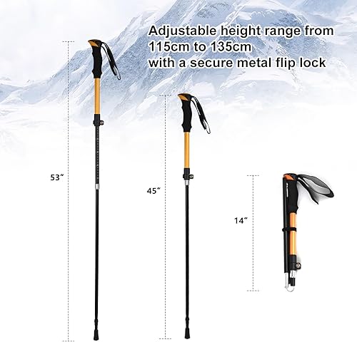 Miniatura 6 de IEJ Ultralight Hiking Pole - Portable Collapsible Outdoor Trekking Pole Plain Design with Whistle for Wilderness Travel - Suitable for Men, Women,