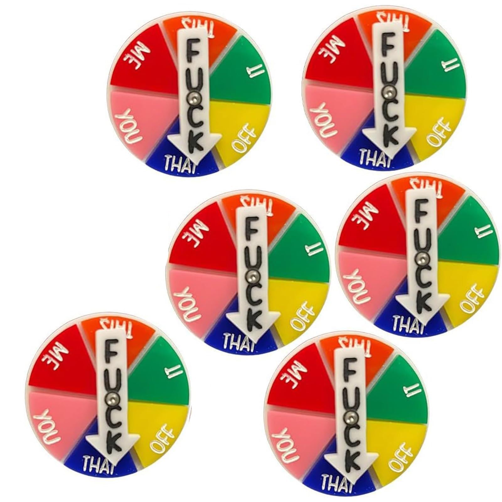 Fuck Spinner Magnet, Mood Expressions Emotional Fridge Magnet, Interactive Spinning Prize Wheel Magnet for Refrigerator, Office, Locker Decor(6pcs)