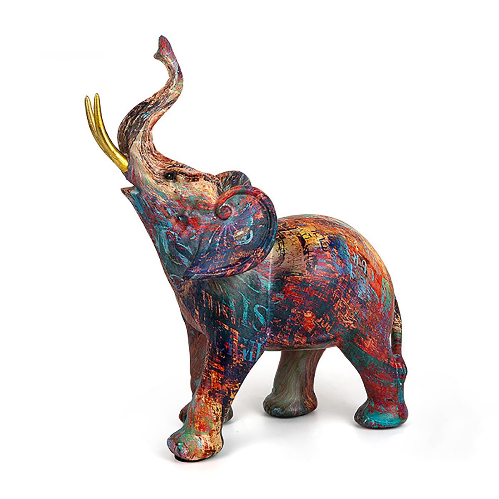 Dytartzx Elephant Sculpture Decor, Creative Resin Colorful Graffiti Animal Desktop Ornament For Home & Office, Ideal Tabletop Decoration For Living Room Bookshelf Porch