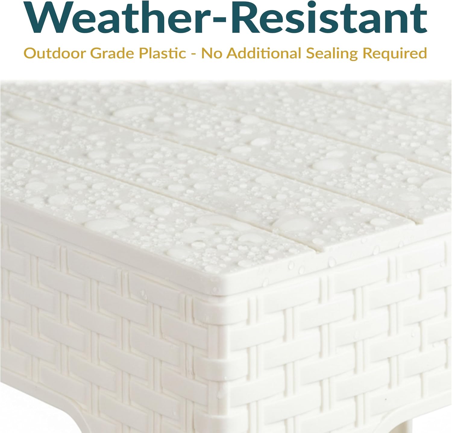 Sunnydaze Adirondack Small Outdoor Side Table for Balcony Essentials - Plastic Square End Table for Outside Patio - Set of 4 - White