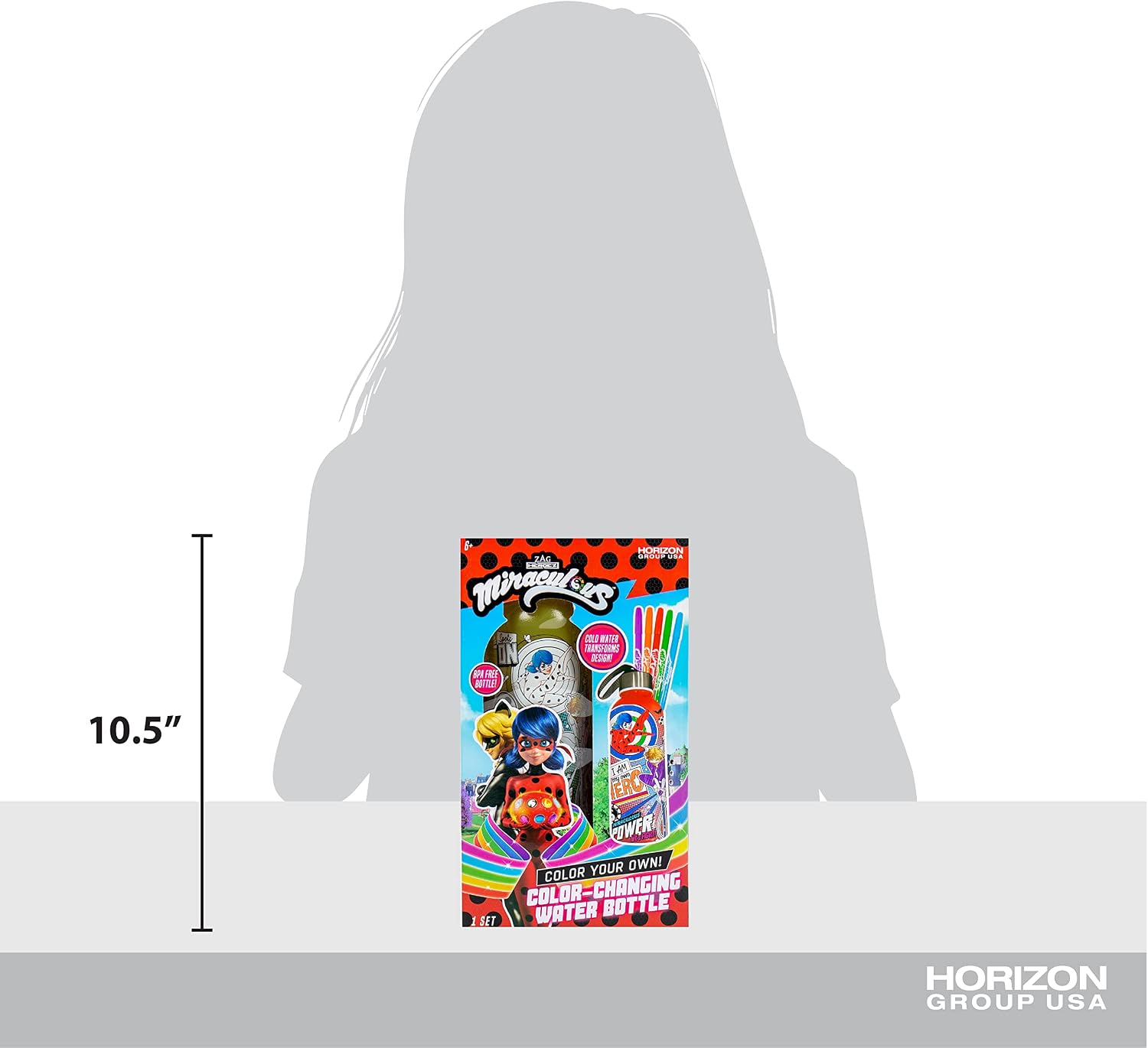 Horizon Group USA Miraculous Create Your Own Color-Changing Water Bottle – Color Your Own Water Bottle – Ages 6+