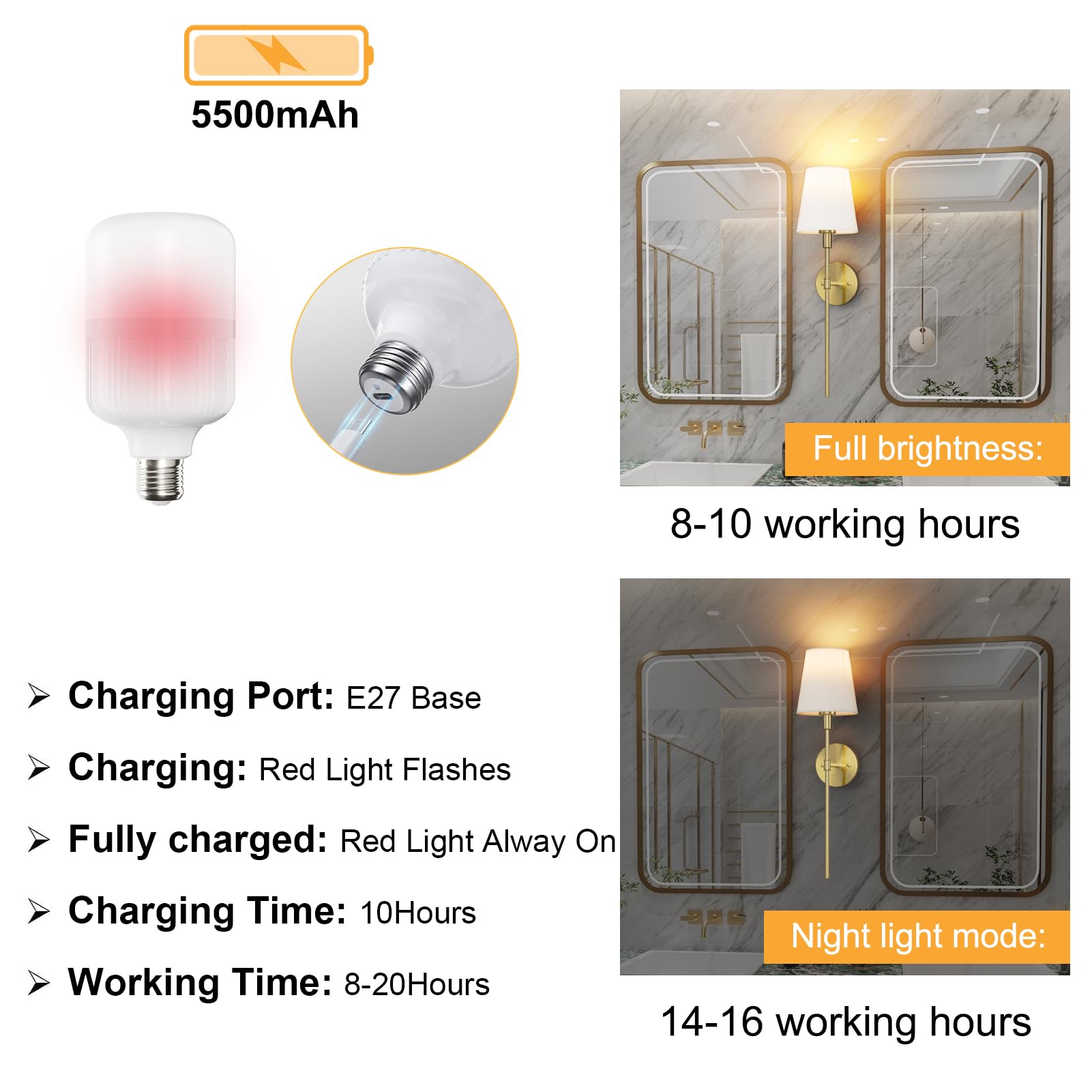 Aipsun 5500mAh Applique da Parete Interno Dimmerabile Batteria Operata, 2PCS Lampada da parete Senza Fili con Telecomando, Lampada da Muro Batteria Ricaricabile USB,3 Modalità di Colore, Oro