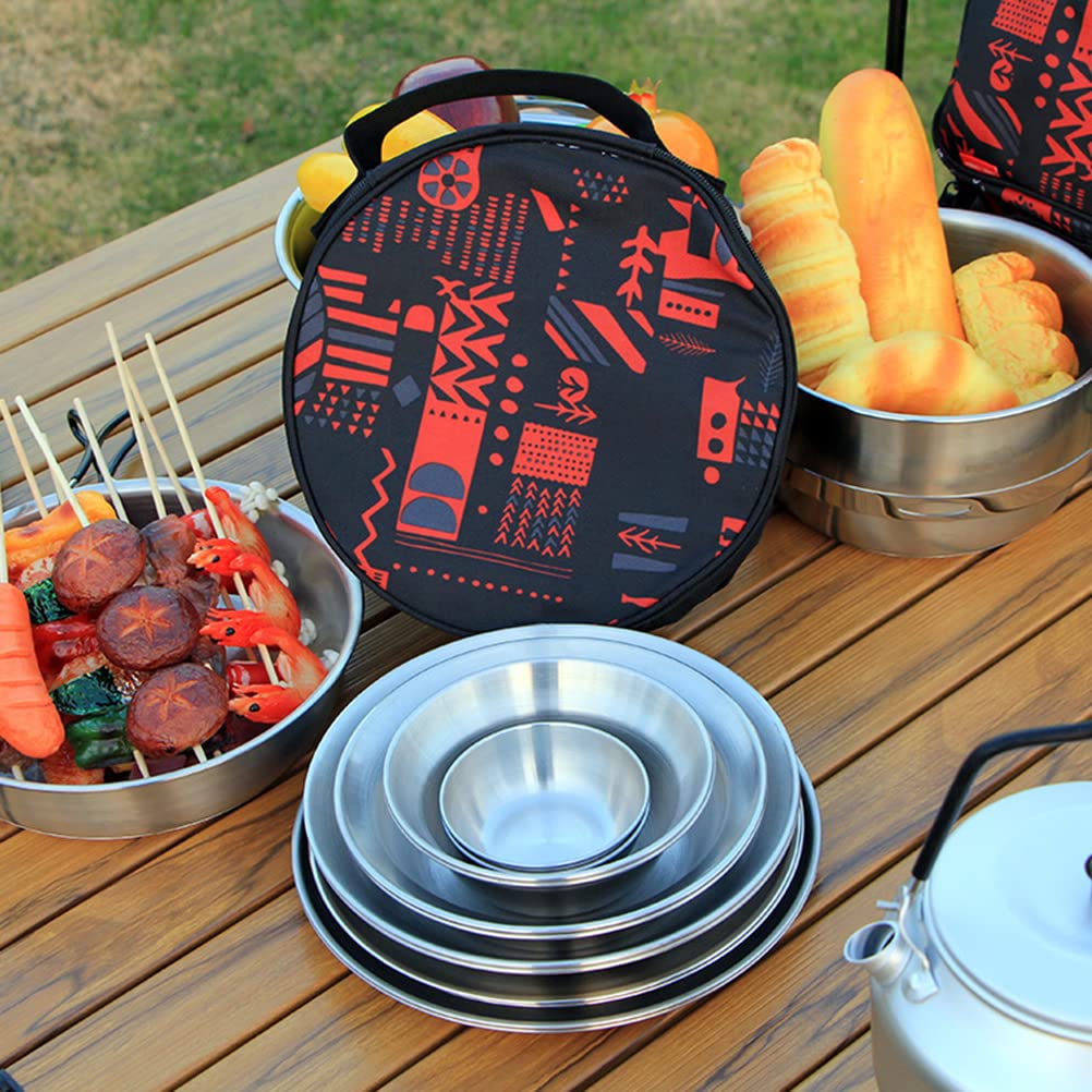 Set di Stoviglie in Acciaio Inossidabile da 12 Pezzi Utensili da Campeggio Multifunzione Durevoli per Feste Barbecue Picnic All'aperto