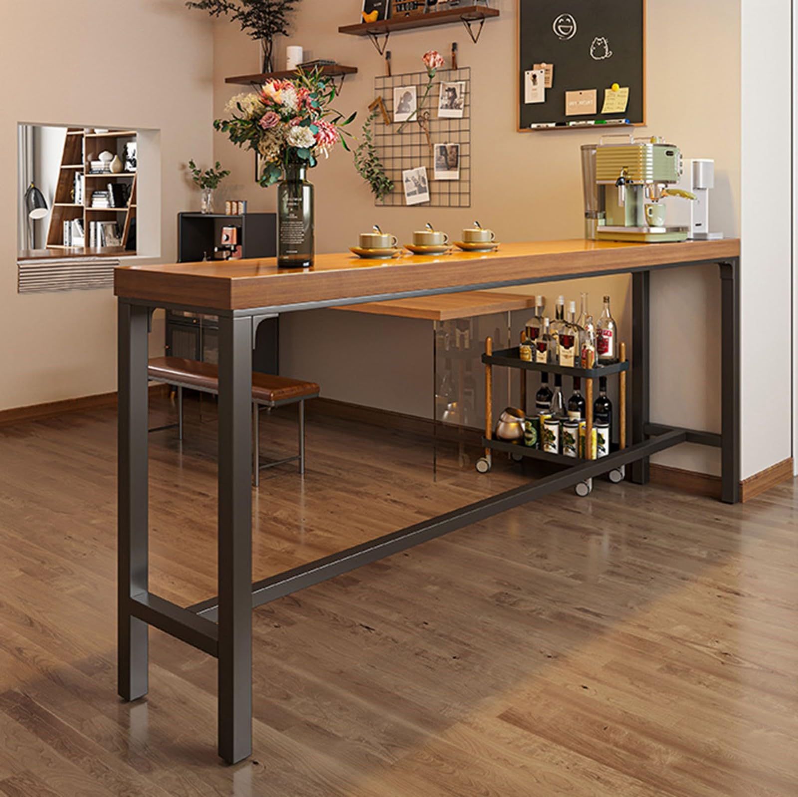 Bartisch Stehtisch Konsolentisch Aus Massivholz Schmaler Konsolentisch Für Küche Café Hinter Dem Sofa In Kleinen Räumen Ohne Stühle A,120 * 40 * 75