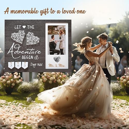 Miniatura 7 de Regalos de compromiso para parejas, marco de fotos de compromiso y kit de tinta de compromiso de cuenta regresiva de boda, regalo de novia, regalos