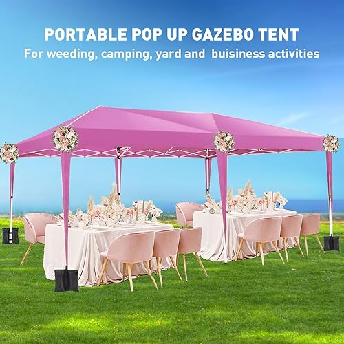 Miniatura 2 de Toldo desplegable de 10 x 20 pies con paredes laterales extraíbles, tienda de campaña grande con 4 bolsas de arena y bolsa de transporte, tienda de