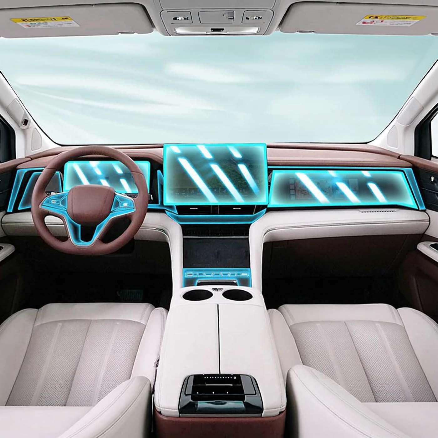 Car Interior Center Console Media Dashboard Navigation TPU Protector Film, for BYD M9 2025 Anti-Scratch
